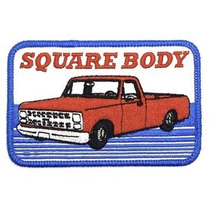Square Body Chevy Red Truck Patch Iron Sew-On Vintage Style Retro Cap Hat